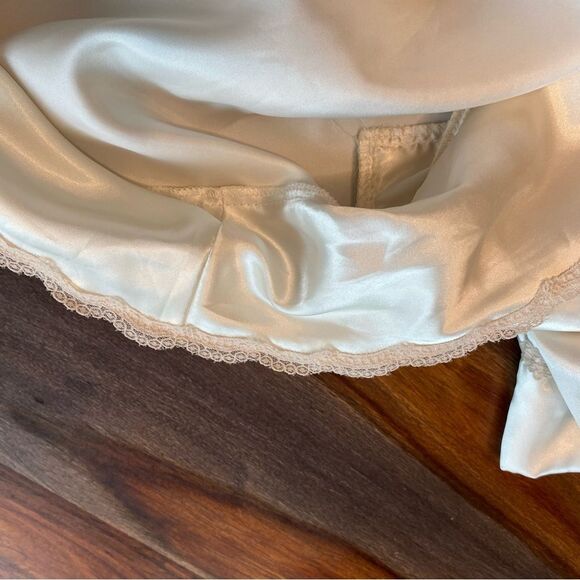 Vintage Full Length Satin Nightgown Lace Detail Silky Slip Dress Robe medium - Picture 7 of 16